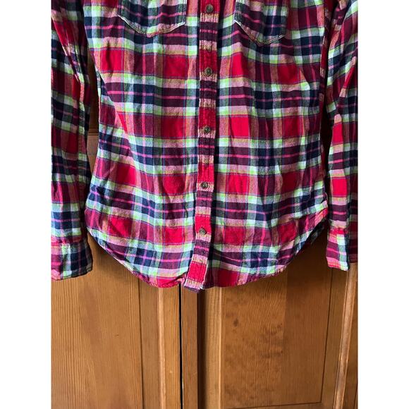 Abercrombie & Fitch Women's Check Button Up Shirt Long Sleeve Multicolor SZ XS - Picture 3 of 8